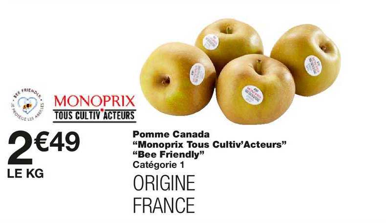 pomme canada "monoprix tous culvtiv'acteurs" "bee friendly"
