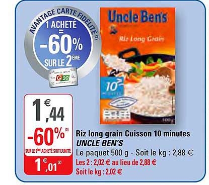 riz long grains cuisson 10 minutes uncles ben's