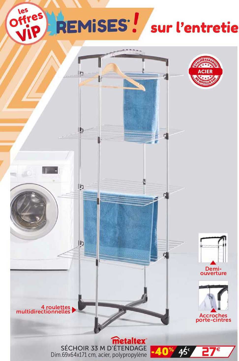 séchoir 33 m d'étendage metaltex