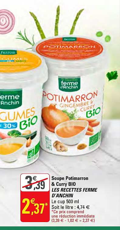 soupe potimarron & curry bio les recettes ferme d'anchin
