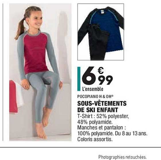 sous vêtements de ski enfant pocopiano h & oh