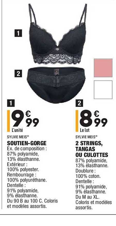 soutien gorge sylvie meis 2 strings tangas ou culottes sylvie meis