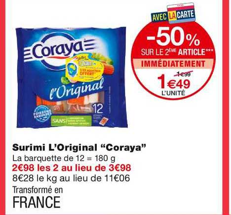 surimi l'original coraya -50% sur le 2ème article immédiatement
