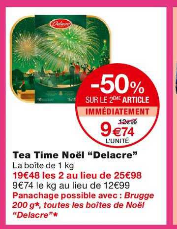tea time noël delacre -50% sur le 2ème article immédiatement