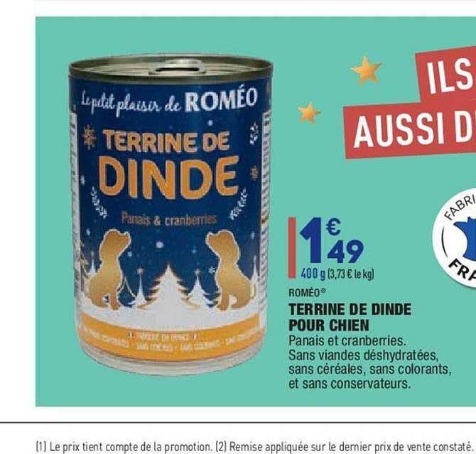 terrine de dinde pour chien roméo
