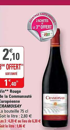Vin Rouge De La Communauté Européenne Cramoisay