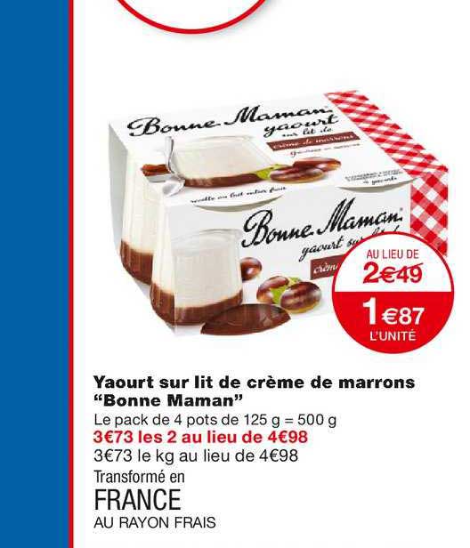 yaourt sur lit de crème de marrons bonne maman
