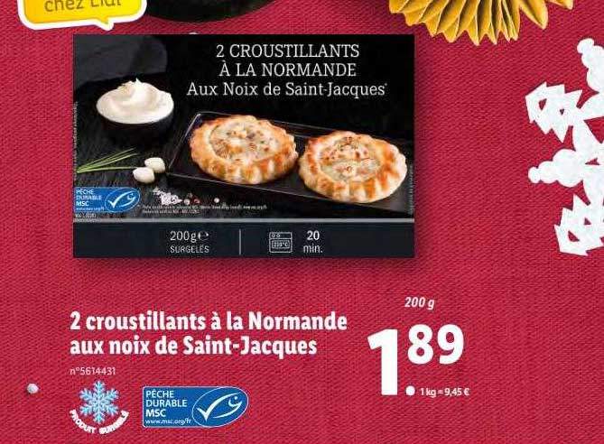 2 croustillants à la normande aux noix de saint-jacques