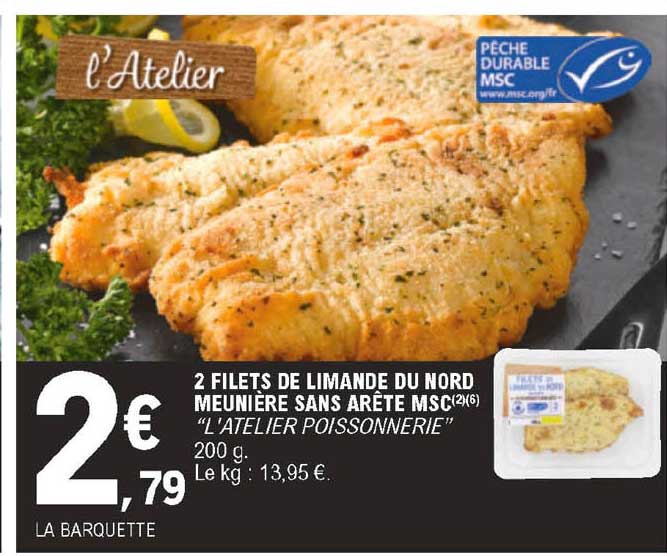 2 filets de limande du nord meunière sans arête msc "l'atelier poissonnerie"