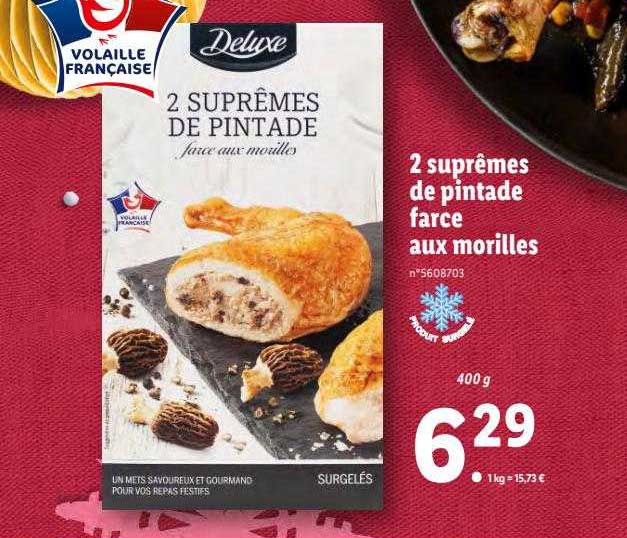2 suprêmes de pintade farce aux morilles deluxe
