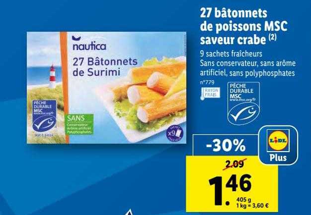 27 Bâtonnets De Poissons Msc Saveur Crabe