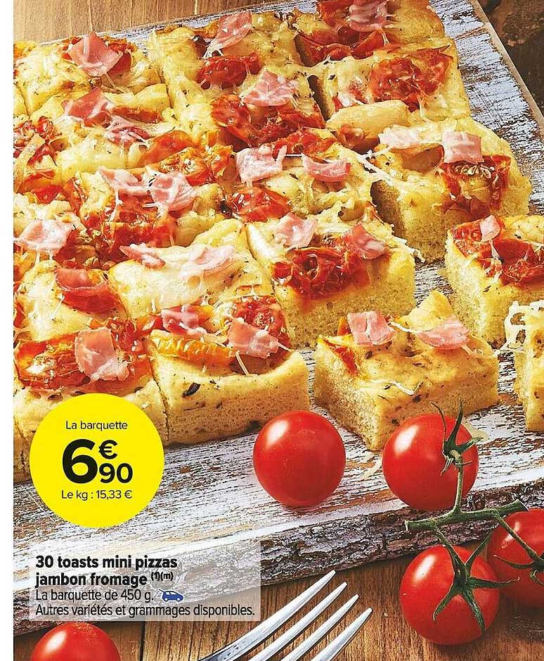 30 Toasts Mini Pizzas Jambon Fromage