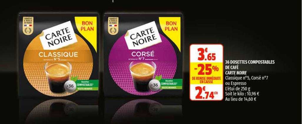 36 Dosettes Compostable De Café Carte Noire