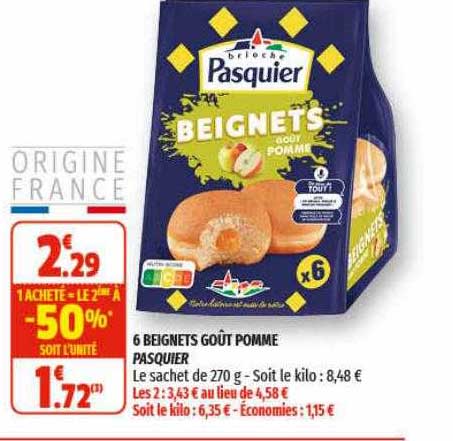 6 Beignets Goût Pomme Pasquier
