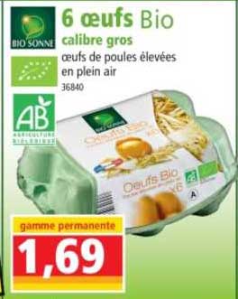 6 oeufs bio calibre gros bio sonne