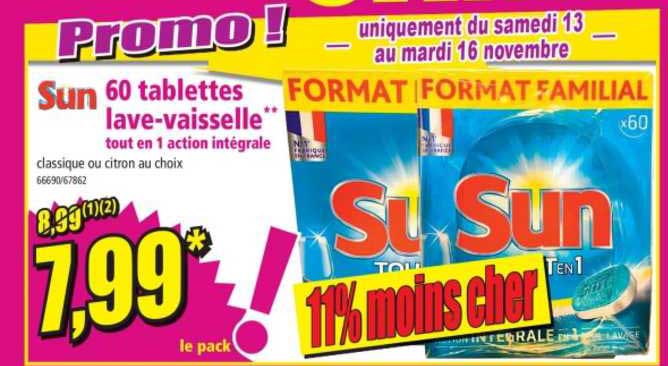 60 tablettes lave-vaisselle sun