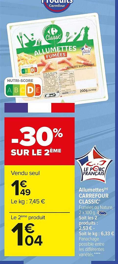 Allumettes Carrefour Classic'