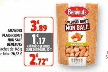 amandes plaisir brut non salé bénénuts