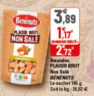 amandes plaisir brut non salé bénénuts