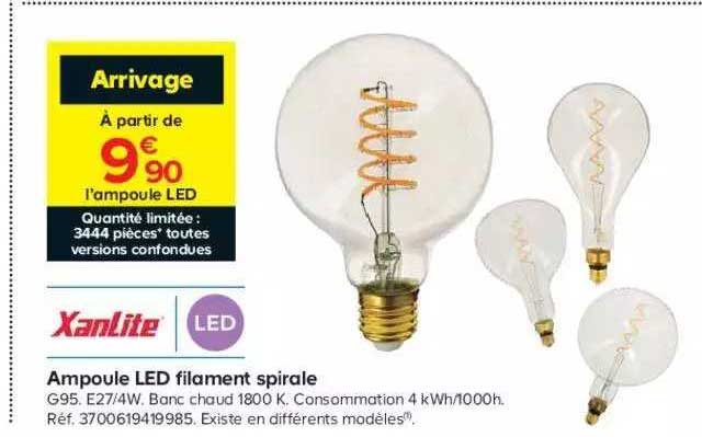 ampoule led filament spirale xanlite