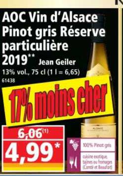 aoc vin d'alsace pinot gris réserve particulière 2019 jean geiler