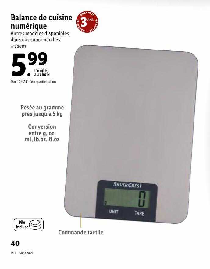 balance de cuisine numérique silver crest