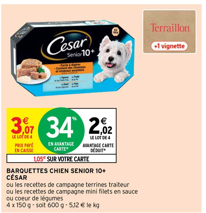 barquettes chien senior 10+ césar