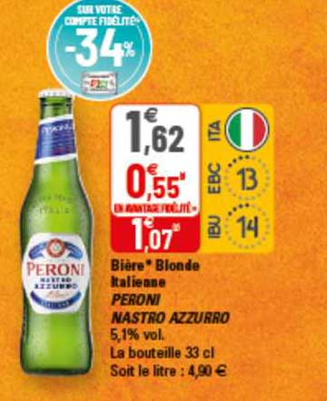 bière blonde italienne peroni nastro azzurro