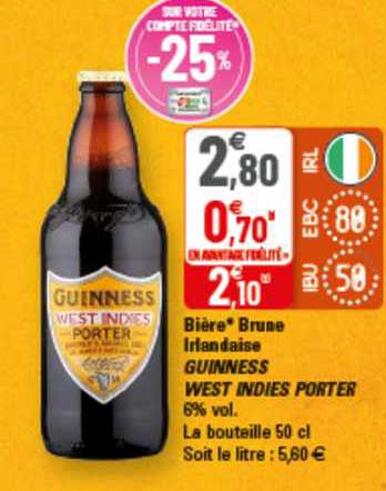 bière brune irlandaise guinness west indies porter