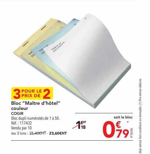 bloc "maître d'hôtel" couleur cogir