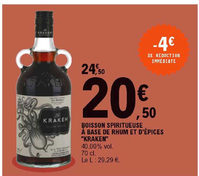 boisson spiritueuse à base de rhum et d'épices "kraken"
