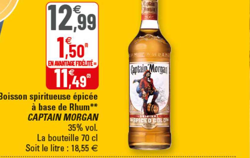 boisson spiritueuse épicée à base de rhum captain morgan