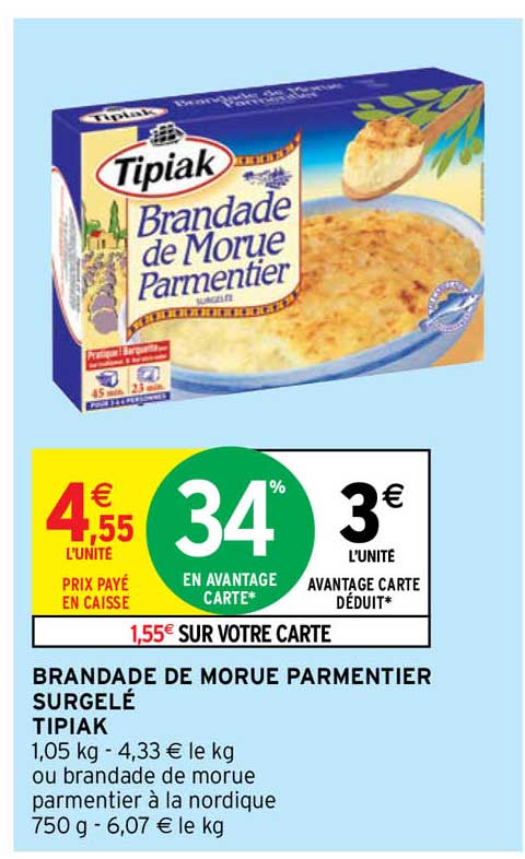 Brandade De Morue Parmentier Surgelé Tipiak
