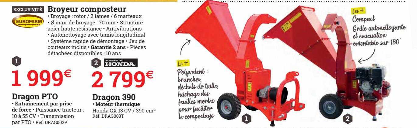 broyeur composteur, dragon pto, dragon 390 eurofarm