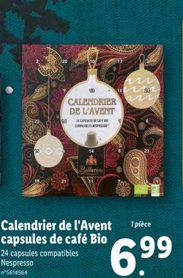 calendrier de l'avent capsules de café bio