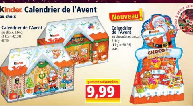 calendrier de l'avent kinder au choix