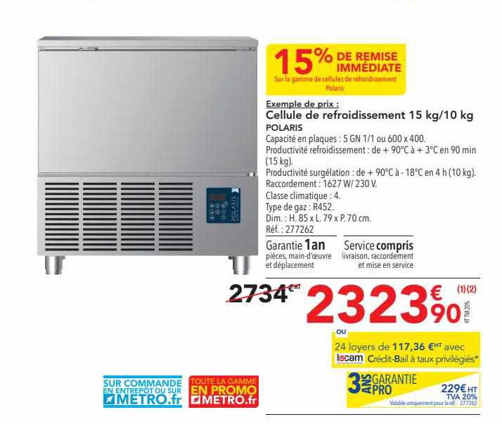 cellule de refroidissement 15 kg - 10 kg polaris