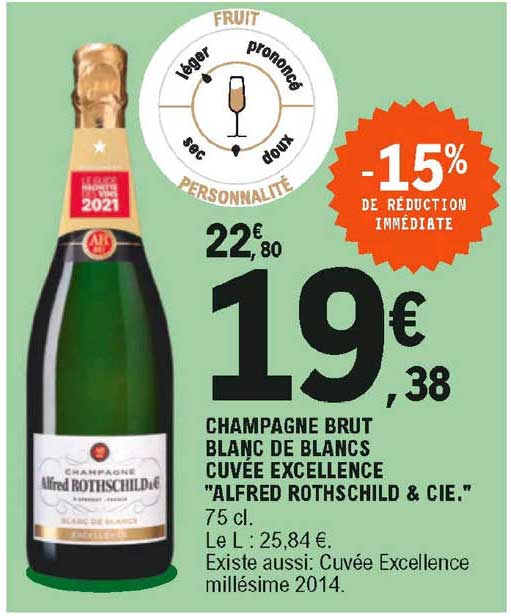 champagne brut blanc de blancs cuvée excellence "alfred rothschild & cie"