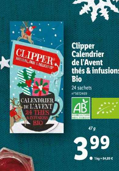 clipper calendrier de l'avent thés & infusions bio