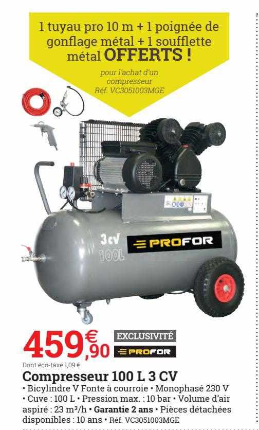 compresseur 100 l 3 cv profor