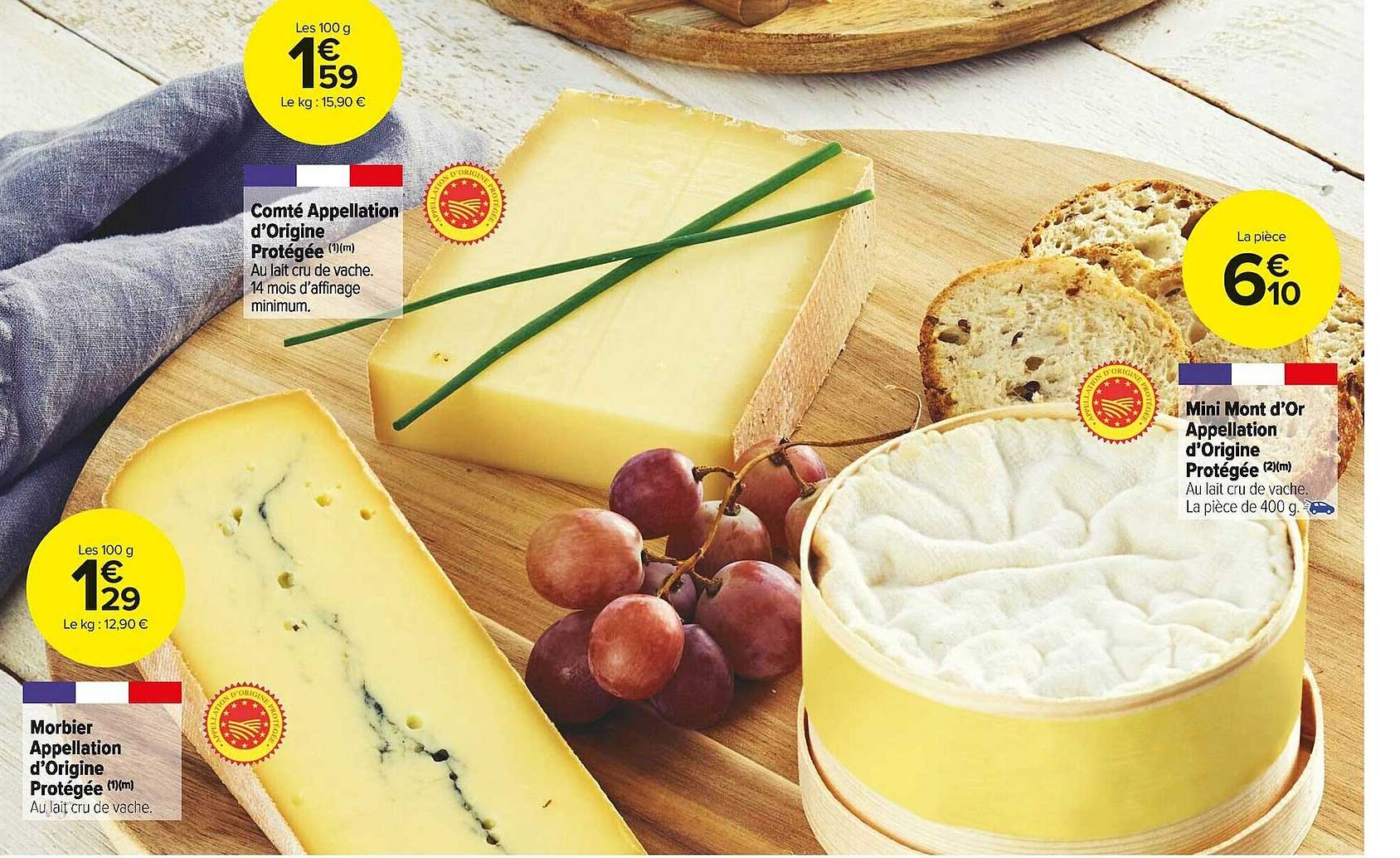 comté appellation d'origine protégée, morbier appellation d'origine protégée, mini mont d'or appellation d'origine protégée