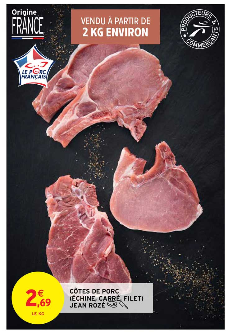 côtes de porc (échine, carré, filet) jean rozé