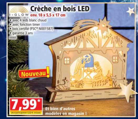crèche en bois led i-glow