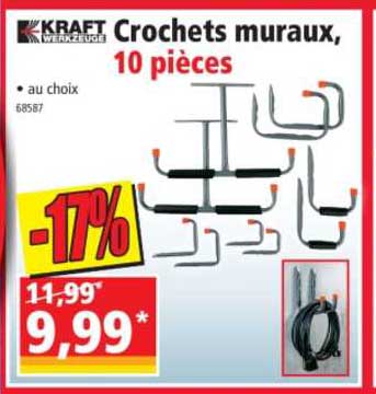 crochets muraux, 10 pièces kraft werkzeuge