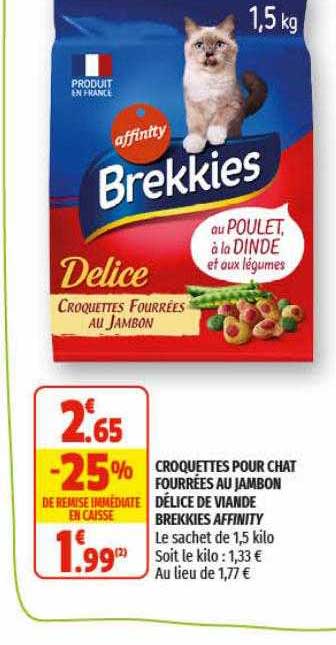 croquettes pour chat fourrées au jambon délice de viande brekkies affinity