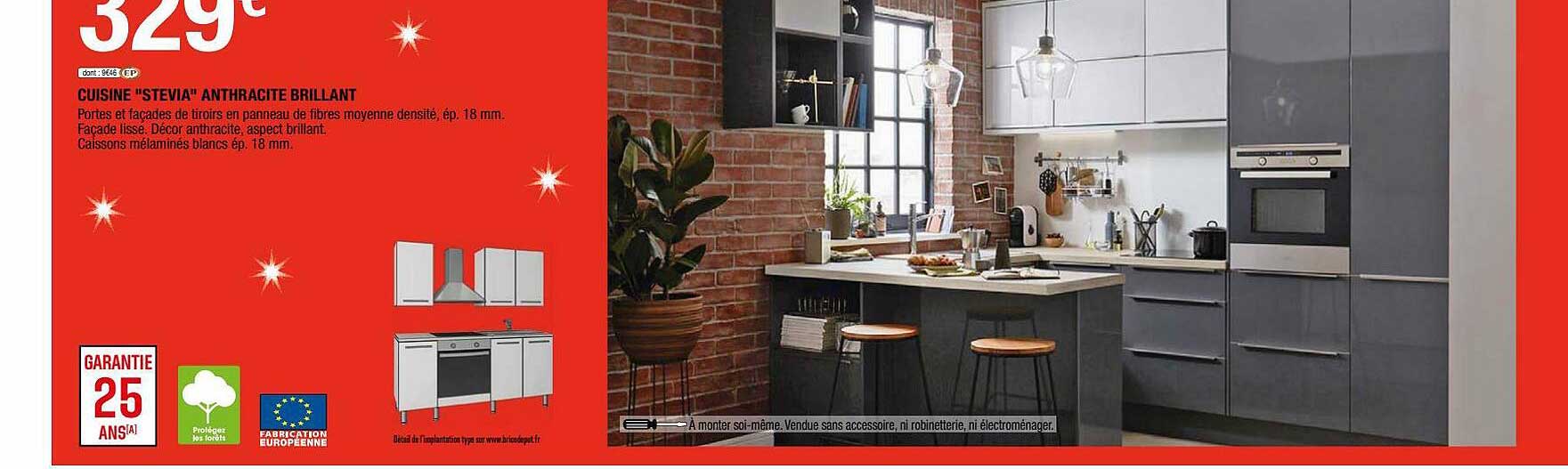 cuisine "stevia" anthracite brillant