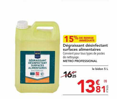 dégraissant désinfectant surfaces alimentaires metro professional
