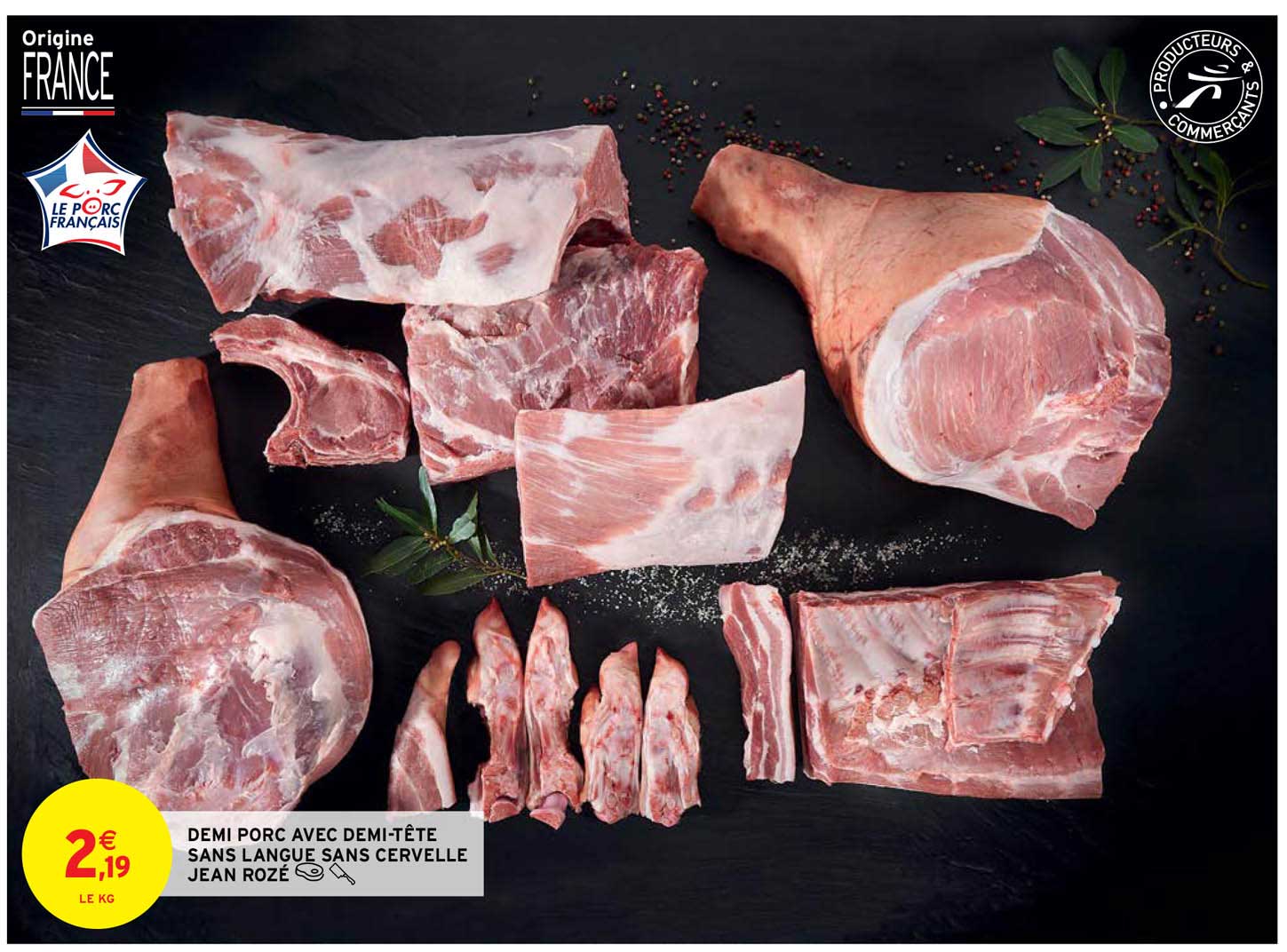 demi porc avec demi-tête sans langue sans cervelle jean rozé