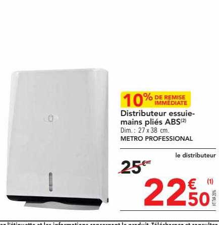 distributeur essuie-mains pliés abs metro professional