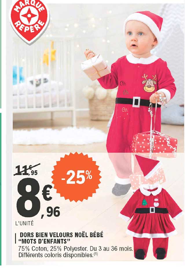 dors bien velours noël bébé "mots d'enfants"